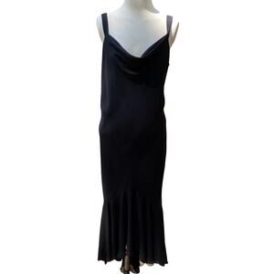 Black Cowl Neck Formal Dress Vintage Size 14 M/L Wedding Guest Cocktail Dress